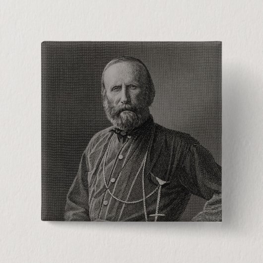 Portret van Giuseppe Garibaldi Vierkante Button 5,1 Cm (Voorkant)
