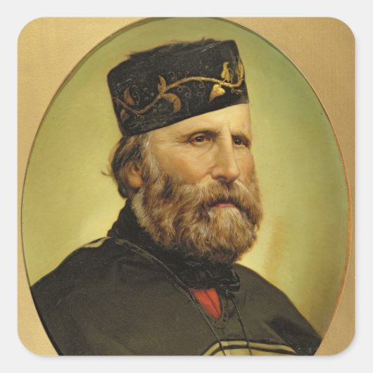Portret van Giuseppe Garibaldi Vierkante Sticker (Voorkant)