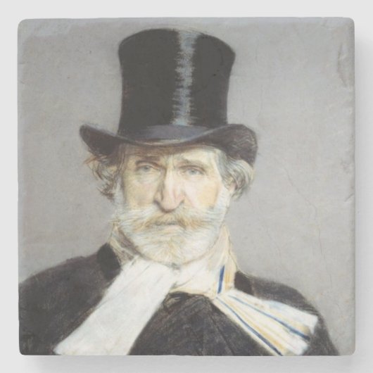 Portret van Giuseppe Verdi, Italiaanse operacompon Stenen Onderzetter (Voorkant)
