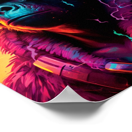 Portret van Gorilla met een hoofdtelefoon Poster (Hoek)