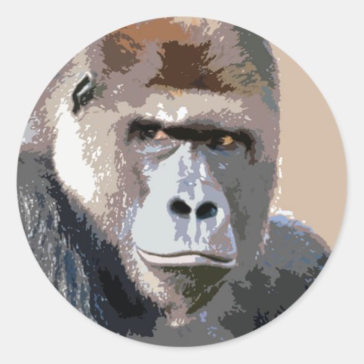Portret van Gorilla Ronde Sticker (Voorkant)