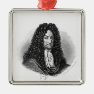 Portret van Gottfried Wilhelm Baron de Leibniz Metalen Ornament