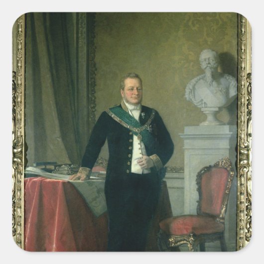 Portret van graaf Camillo Berso van Cavour Vierkante Sticker (Voorkant)