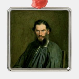 Portret van graaf Lev Nikolaevich Tolstoy 1873 Metalen Ornament