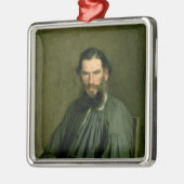 Portret van graaf Lev Nikolaevich Tolstoy 1873 Metalen Ornament (Links)