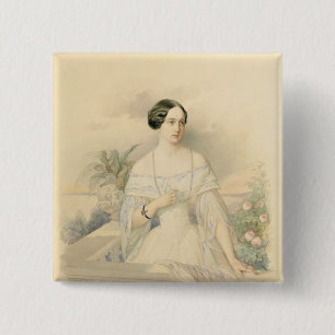 Portret van Grand Duchess Olga Nikolaevna, 1846 Vierkante Button 5,1 Cm