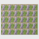 Portret van grote grijze briefkaart vierkante stic cadeaupapier (Vlak)