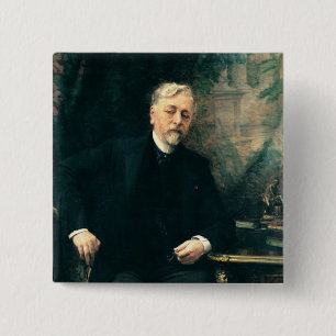 Portret van Gustave Eiffel 1905 Vierkante Button 5,1 Cm
