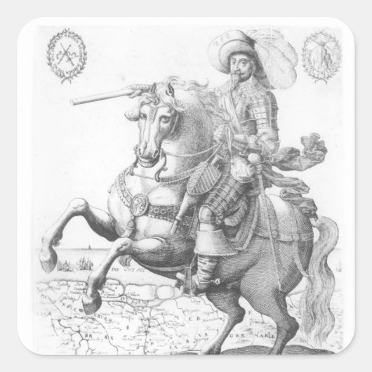 Portret van Gustavus Adolphus II Vierkante Sticker (Voorkant)