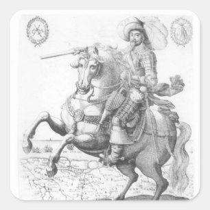 Portret van Gustavus Adolphus II Vierkante Sticker