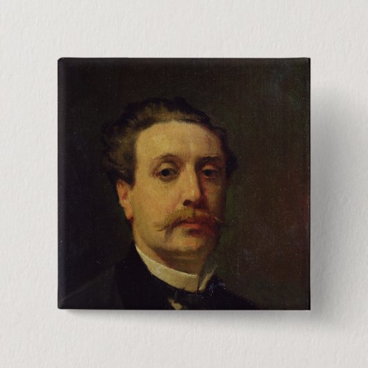 Portret van Guy de Maupassant 1876 Vierkante Button 5,1 Cm (Voorkant)