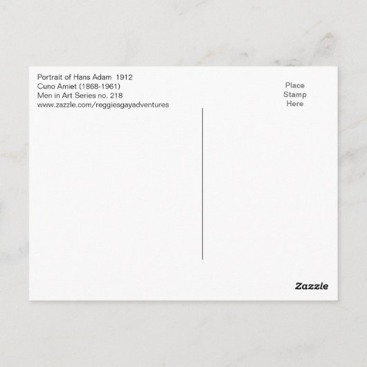 Portret van Hans Adam door Amiet Briefkaart (Achterkant)