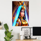 Portret van Hathor Egyptian Goddess | AI Art. Poster (Thuiskantoor)