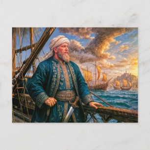 Portret van Hayreddin Barbarossa vlootcommandant Briefkaart