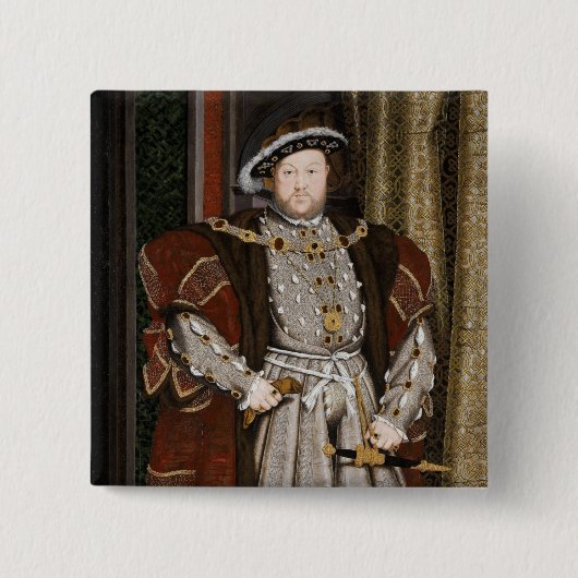Portret van Hendrik VIII (Hans Holbein de Jongere) Vierkante Button 5,1 Cm (Voorkant)
