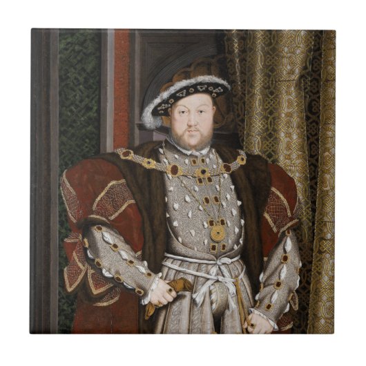 Portret van Henry VIII (Hans Holbein de Younger) Tegeltje (Voorkant)