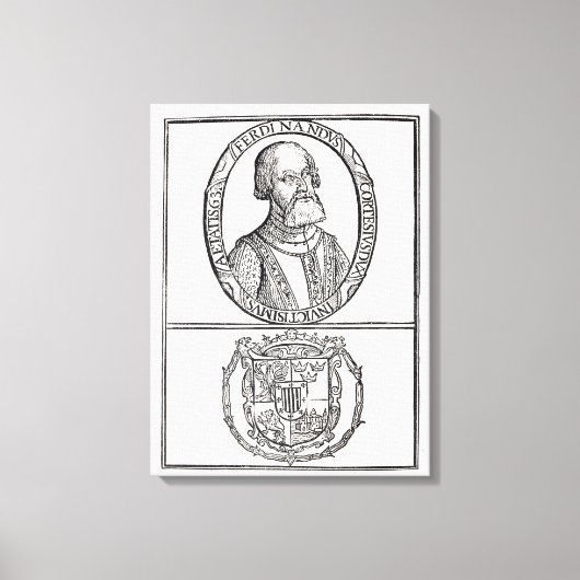 Portret van Hernado Cortes en zijn armen Canvas Afdruk (Voorkant)