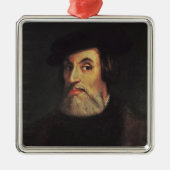 Portret van Hernando Cortes Metalen Ornament (Voorkant)