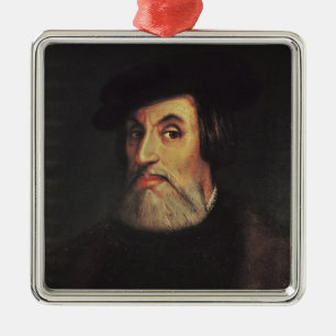 Portret van Hernando Cortes Metalen Ornament