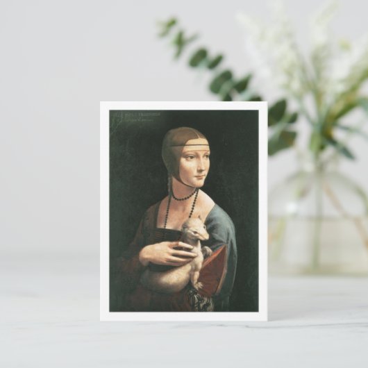 Portret van het briefkaart Cecilia Gallerani (Staand voorkant)