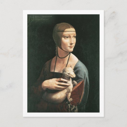 Portret van het briefkaart Cecilia Gallerani (Voorkant)