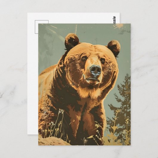 portret van het bruine Beer Briefkaart (Voorkant / Achterkant)