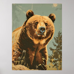 portret van het bruine Beer Poster