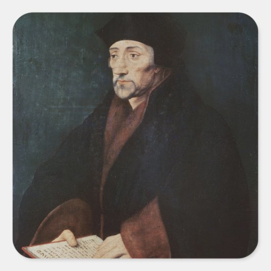 Portret van het Erasmus-programma Desiderius van R Vierkante Sticker (Voorkant)