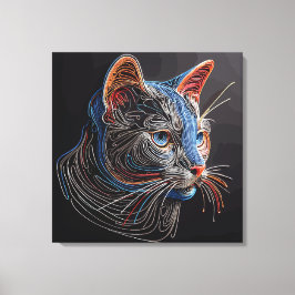 Portret van het gezicht van een kat - AI gegeneree Canvas Afdruk