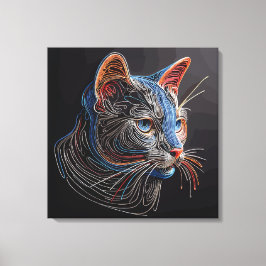 Portret van het gezicht van een kat - AI gegeneree Canvas Afdruk