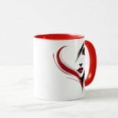 Portret van het gezicht van een vrouw in vrede. mok (Voorkant rechts)