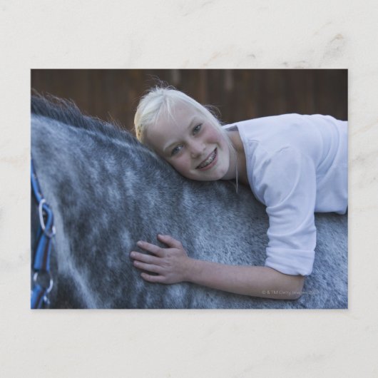 portret van het jonge meisje op het witte paard briefkaart (Voorkant)