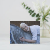 portret van het jonge meisje op het witte paard briefkaart (Staand voorkant)