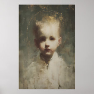 Portret van het kindje Jezus Christus, Vintage chr Poster