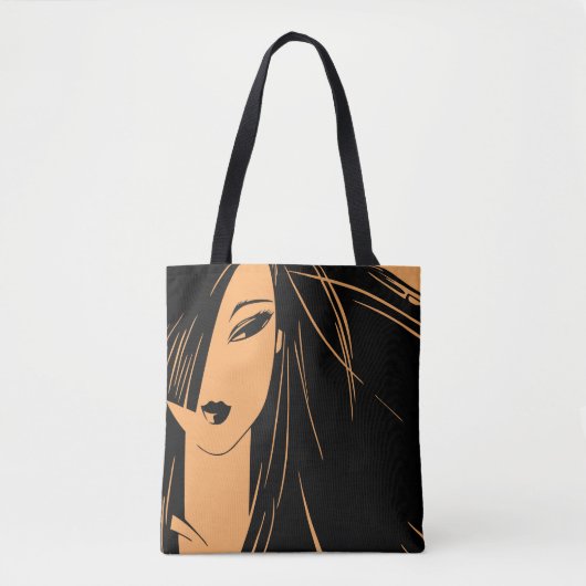 Portret van het meisje met afgekeurd haar tote bag (Voorkant)