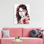 Portret van het Meisje met de Druk van het Canvas (Insitu (Woonkamer))