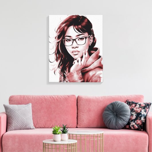 Portret van het Meisje met de Druk van het Canvas  (Insitu (Woonkamer))