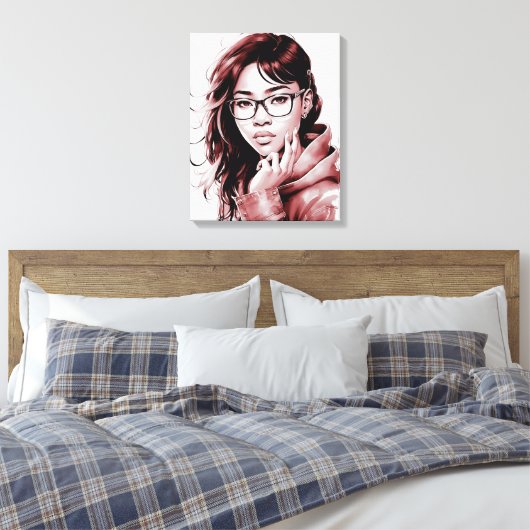 Portret van het Meisje met de Druk van het Canvas  (Insitu (Slaapkamer))