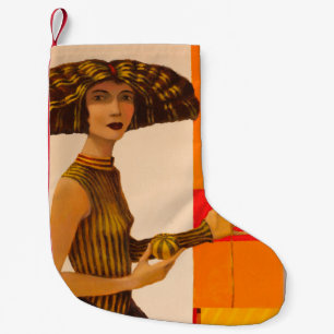 Portret van het meisje, origineel olieverf op doek kleine kerstsok