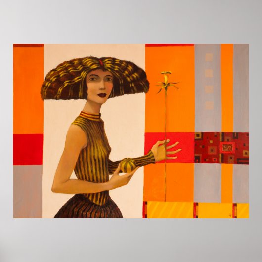 Portret van het meisje, origineel olieverf op doek poster (Voorkant)