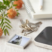 portret van het witte paard sleutelhanger (Zijkant)