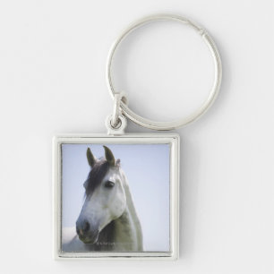 portret van het witte paard sleutelhanger