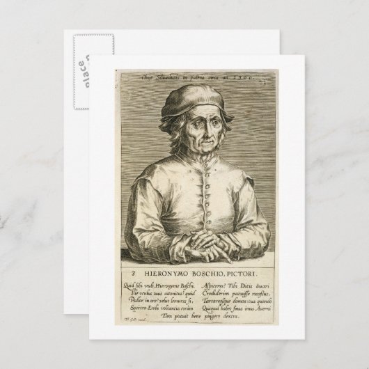 Portret van Hieronymus Bosch (c.1450-1516) bord 3 Briefkaart (Voorkant / Achterkant)