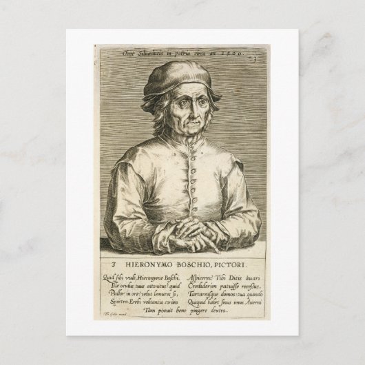 Portret van Hieronymus Bosch (c.1450-1516) bord 3 Briefkaart (Voorkant)