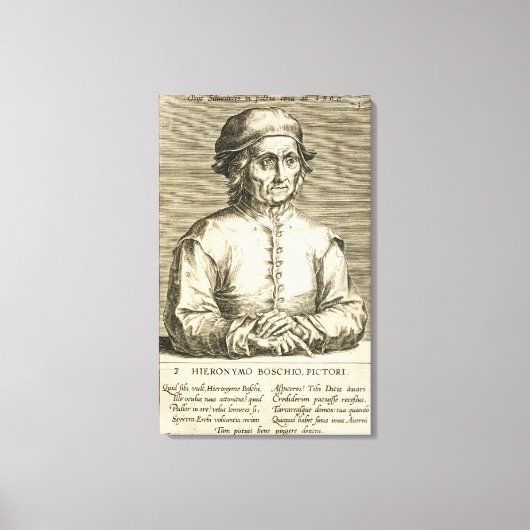 Portret van Hieronymus Bosch (c.1450-1516) bord 3 Canvas Afdruk (Voorkant)