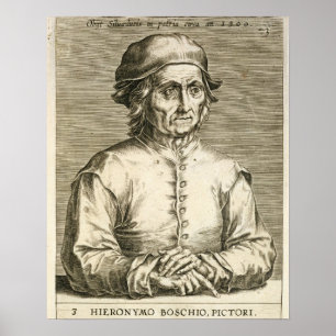 Portret van Hieronymus Bosch (c.1450-1516) bord 3 Poster
