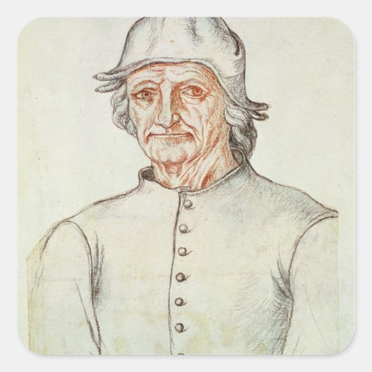 Portret van Hieronymus Bosch Vierkante Sticker (Voorkant)