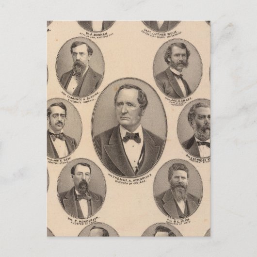Portret van Hon Thomas A Hendricks Briefkaart (Voorkant)