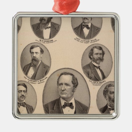 Portret van Hon Thomas A Hendricks Metalen Ornament (Voorkant)
