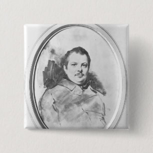 Portret van Honore de Balzac c.1820 Vierkante Button 5,1 Cm